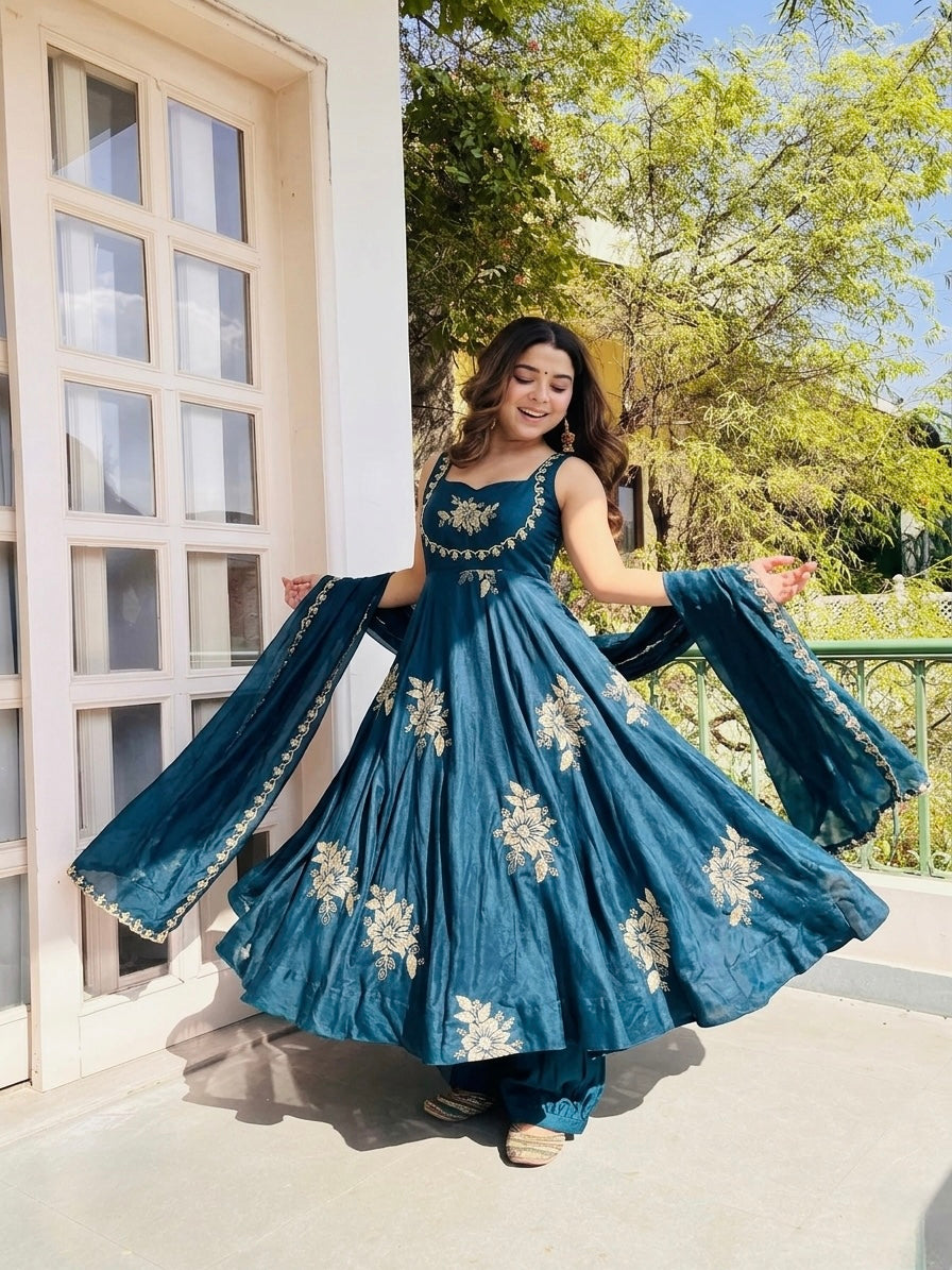 Anarkali – KD003 Royal Blue Round Flair Kurti