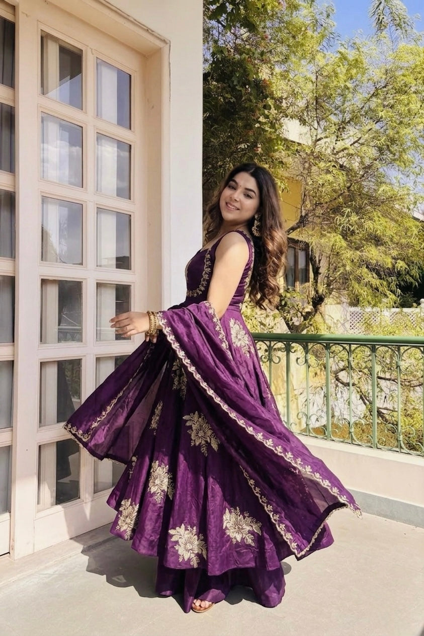 Anarkali – KD002 Wine Round Flair Kurti