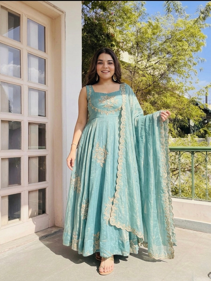 Anarkali – KD001 Sky Round Flair Kurti