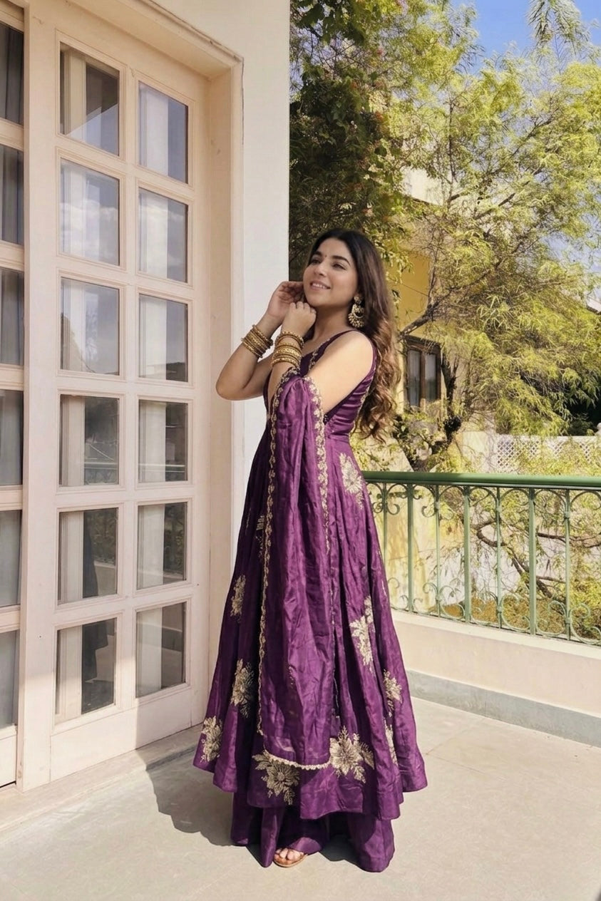 Anarkali – KD002 Wine Round Flair Kurti
