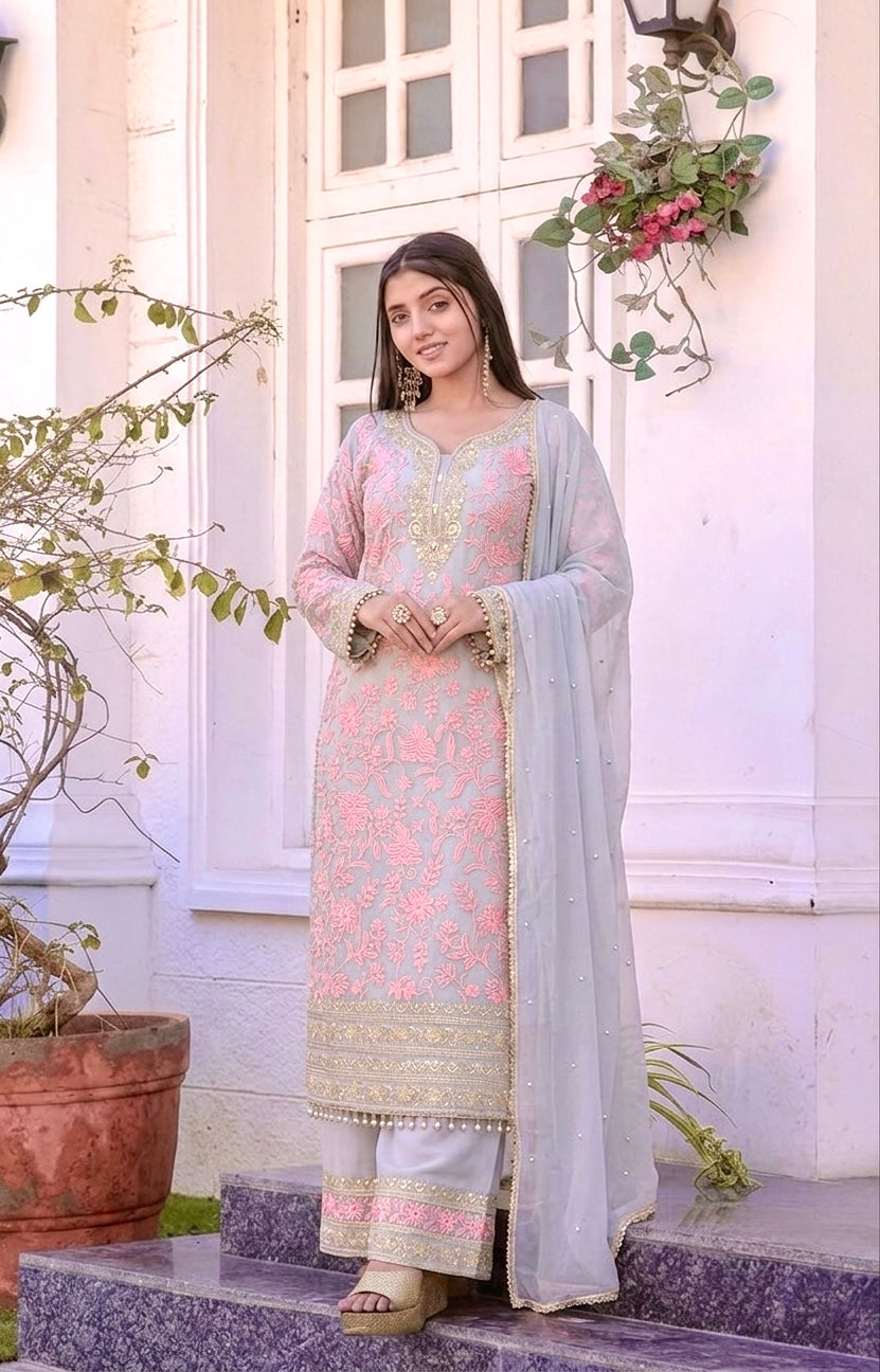 Floral Pastel Grace Embroidered Salwar Suit