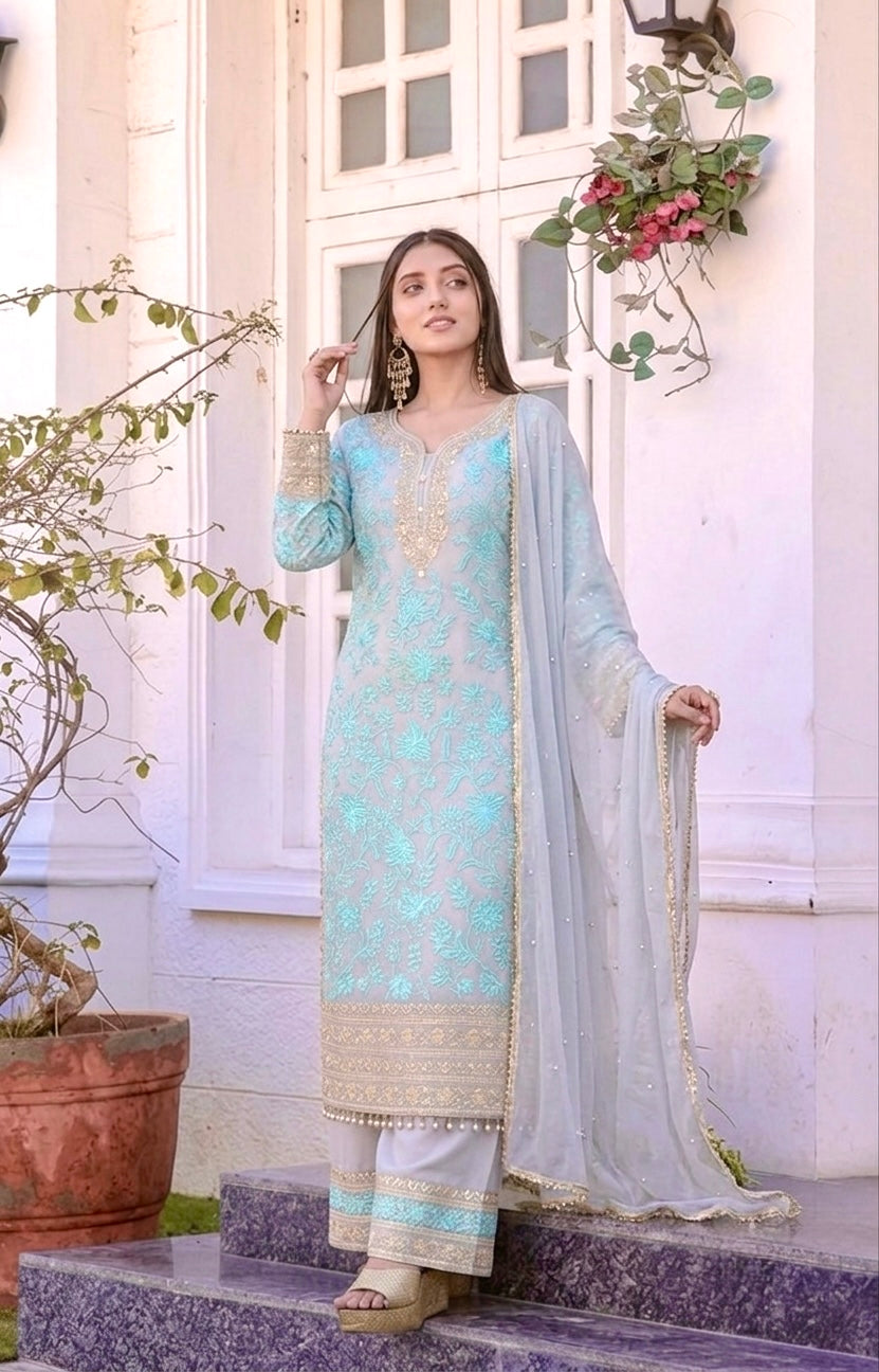 Floral Pastel Grace Embroidered Salwar Suit