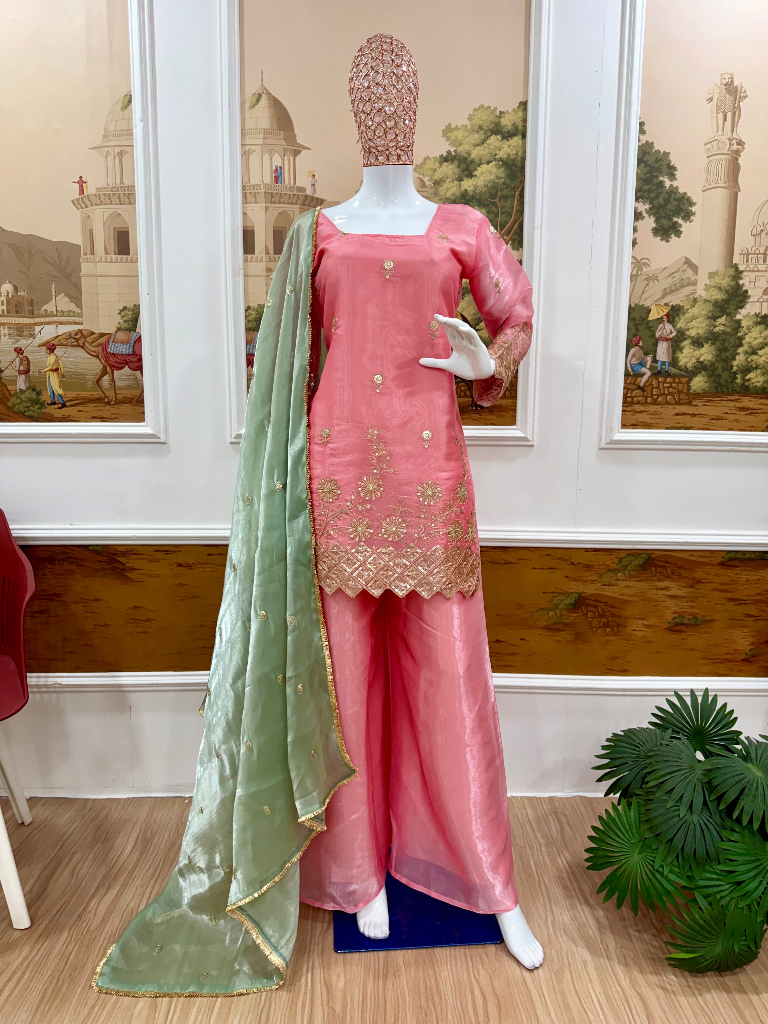Vani - KD003 Pink Luxe Kurti With Pant & Dupatta