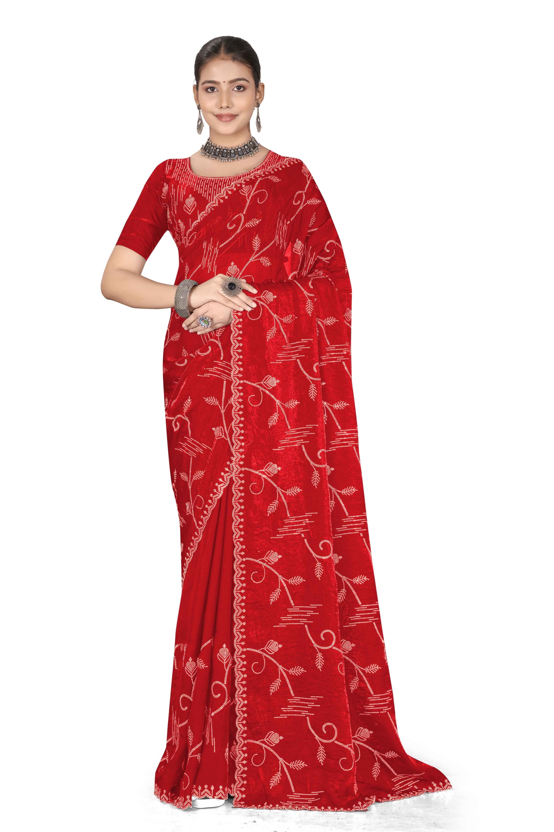 Nyra - KD1002 Red Leaf Grace Saree