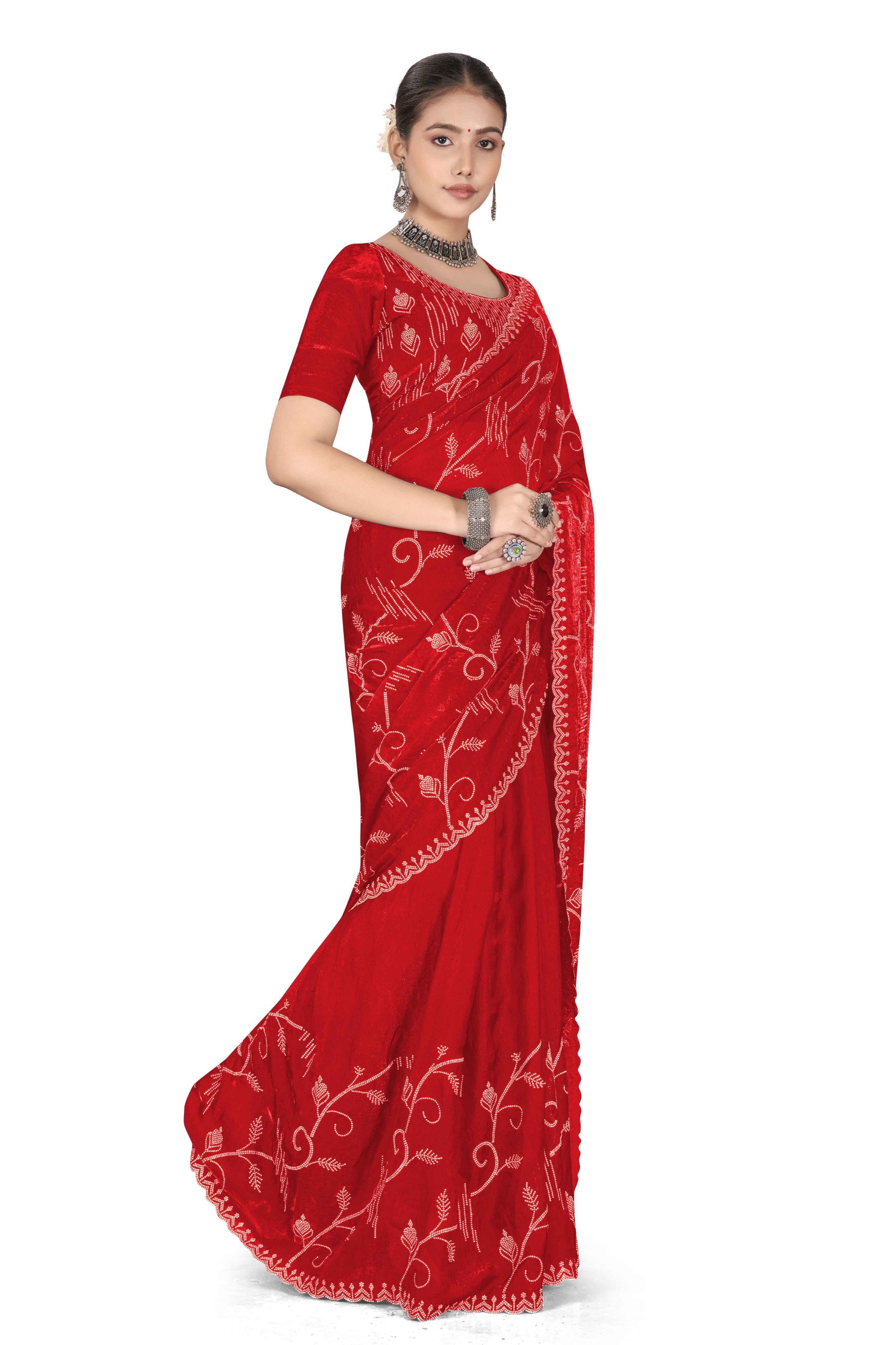 Nyra - KD1002 Red Leaf Grace Saree