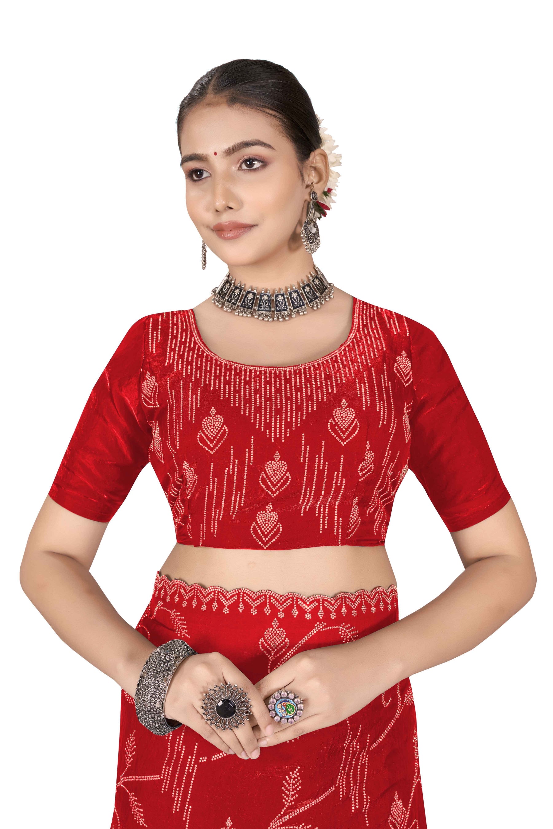 Nyra - KD1002 Red Leaf Grace Saree