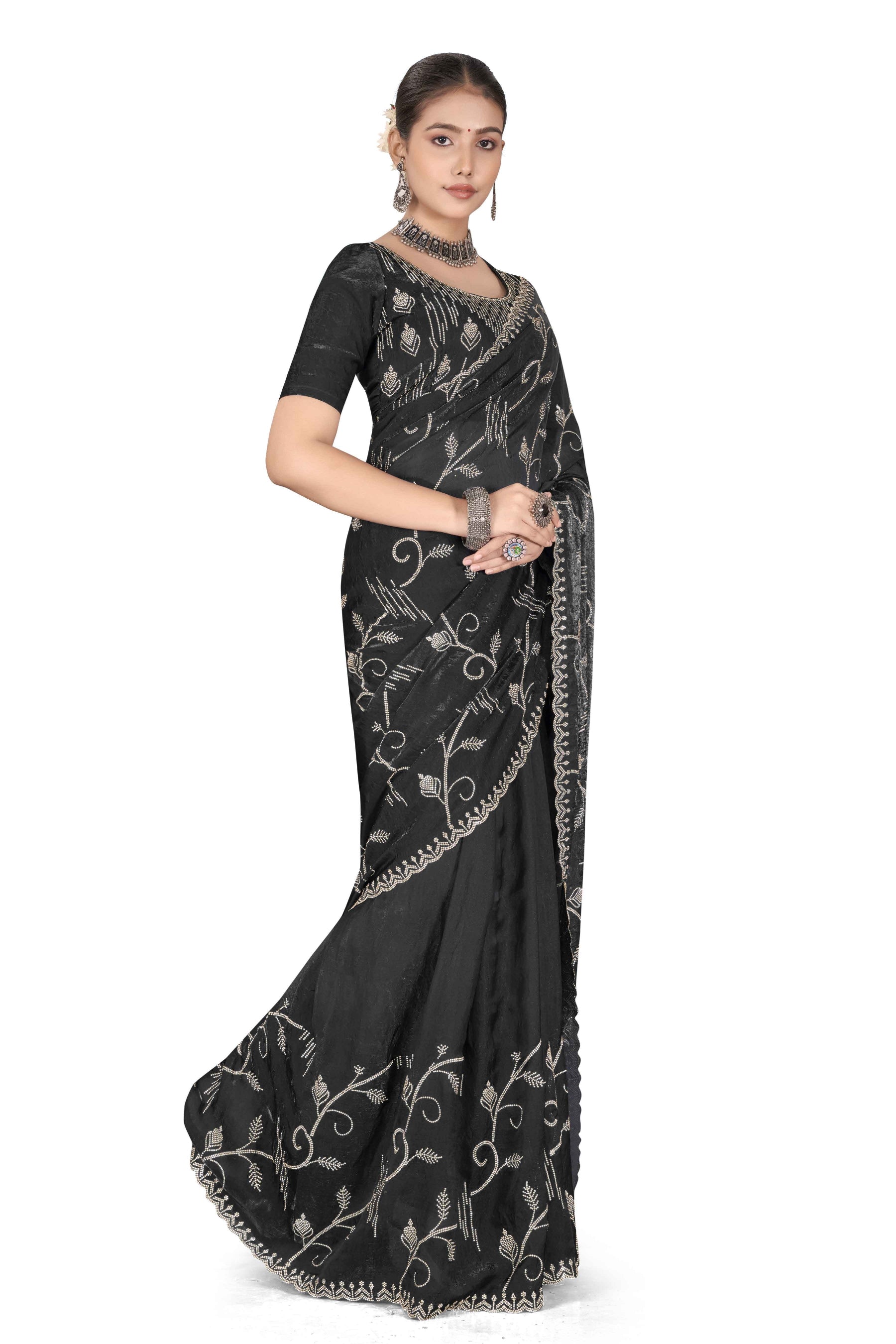 Nyra - KD1004 Black Leaf Grace Saree