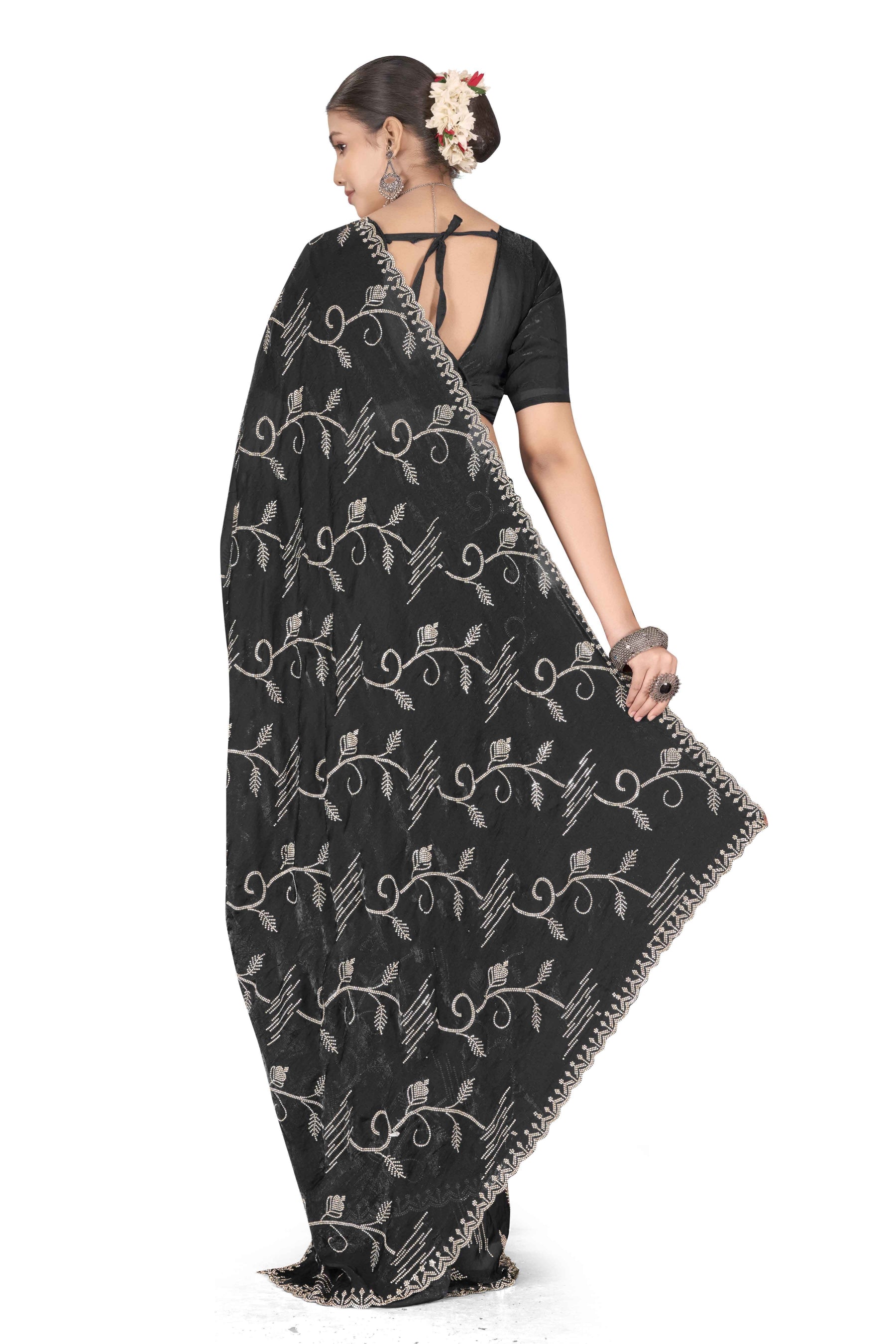 Nyra - KD1004 Black Leaf Grace Saree