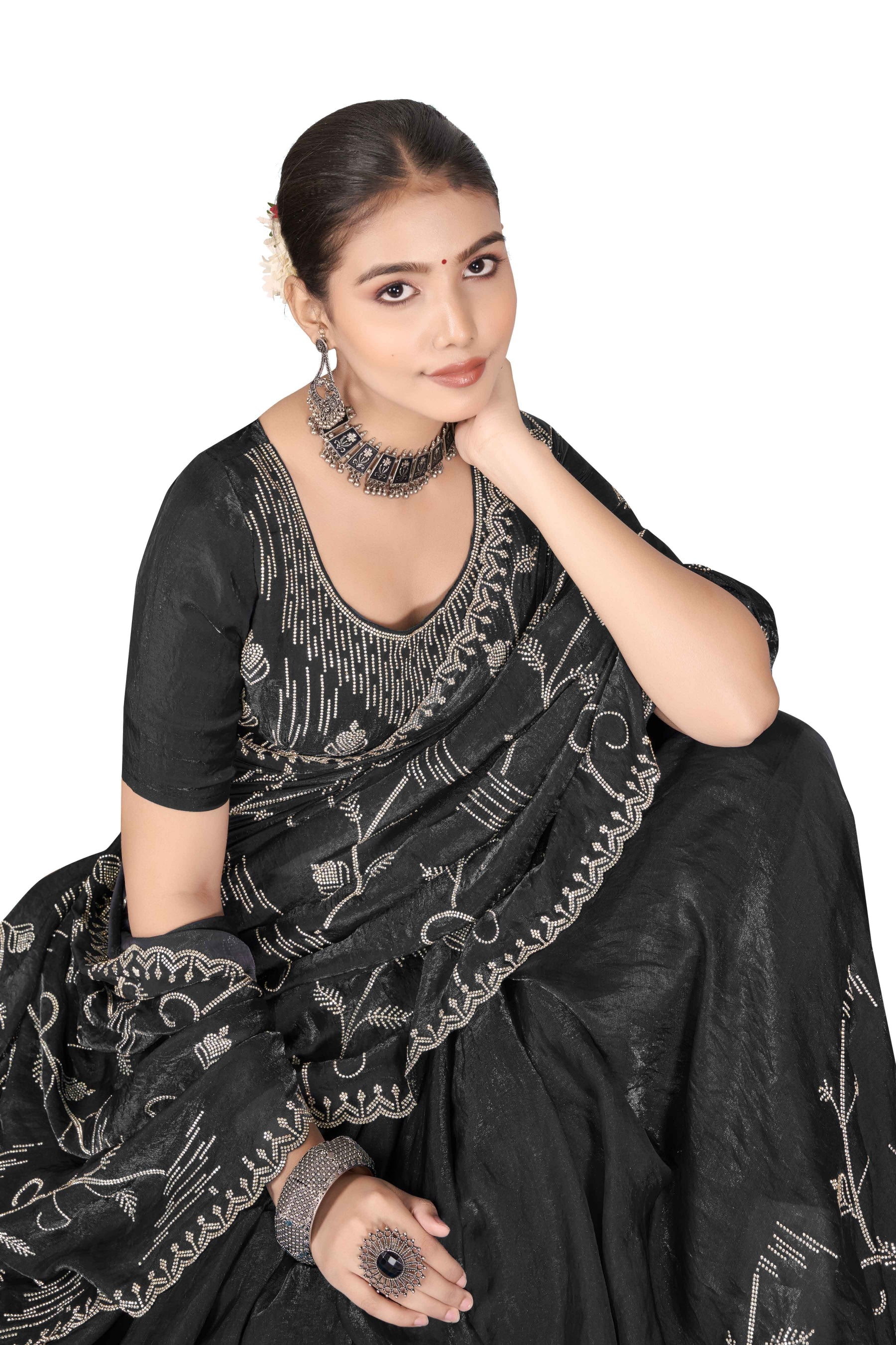 Nyra - KD1004 Black Leaf Grace Saree