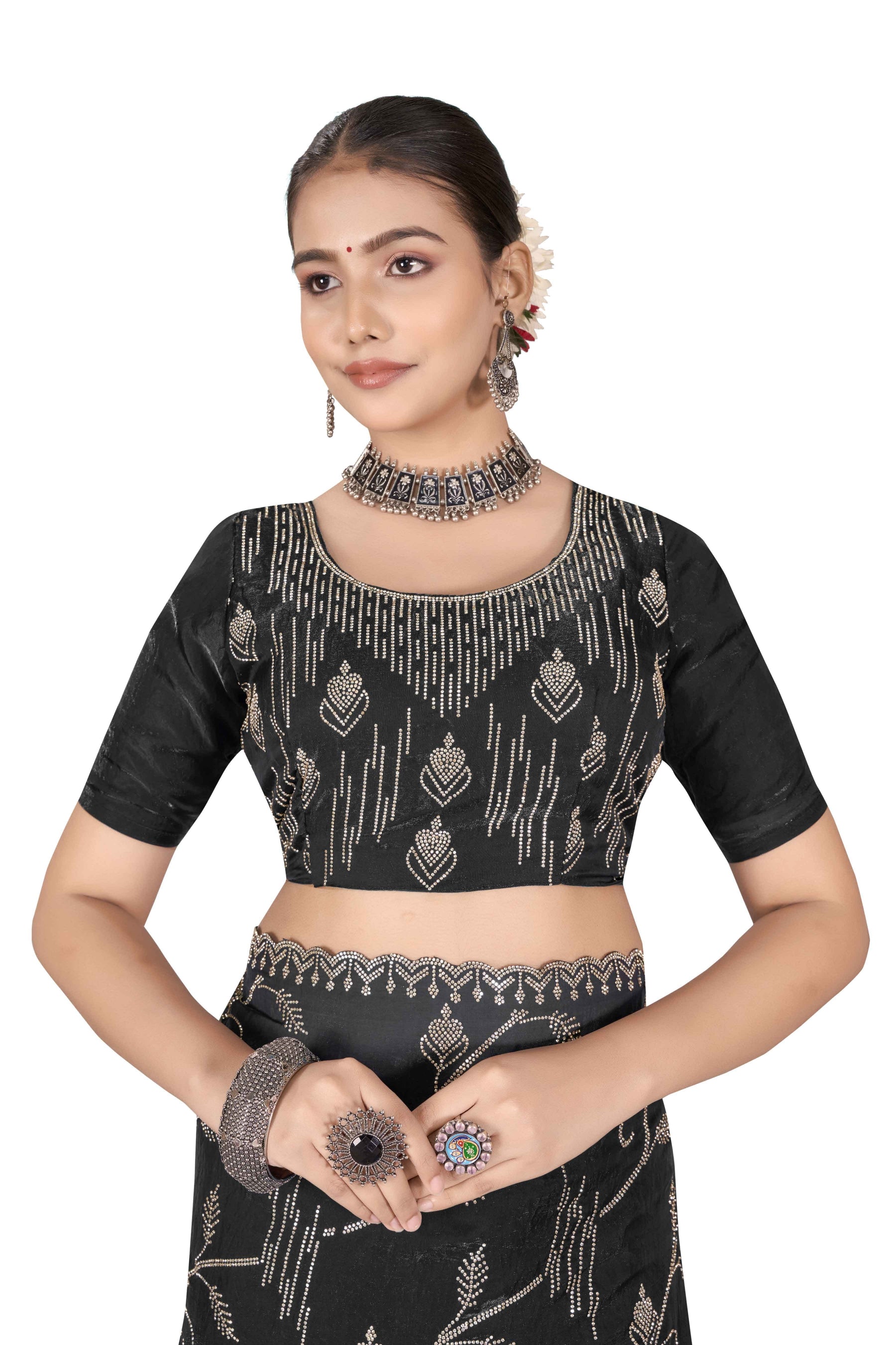 Nyra - KD1004 Black Leaf Grace Saree