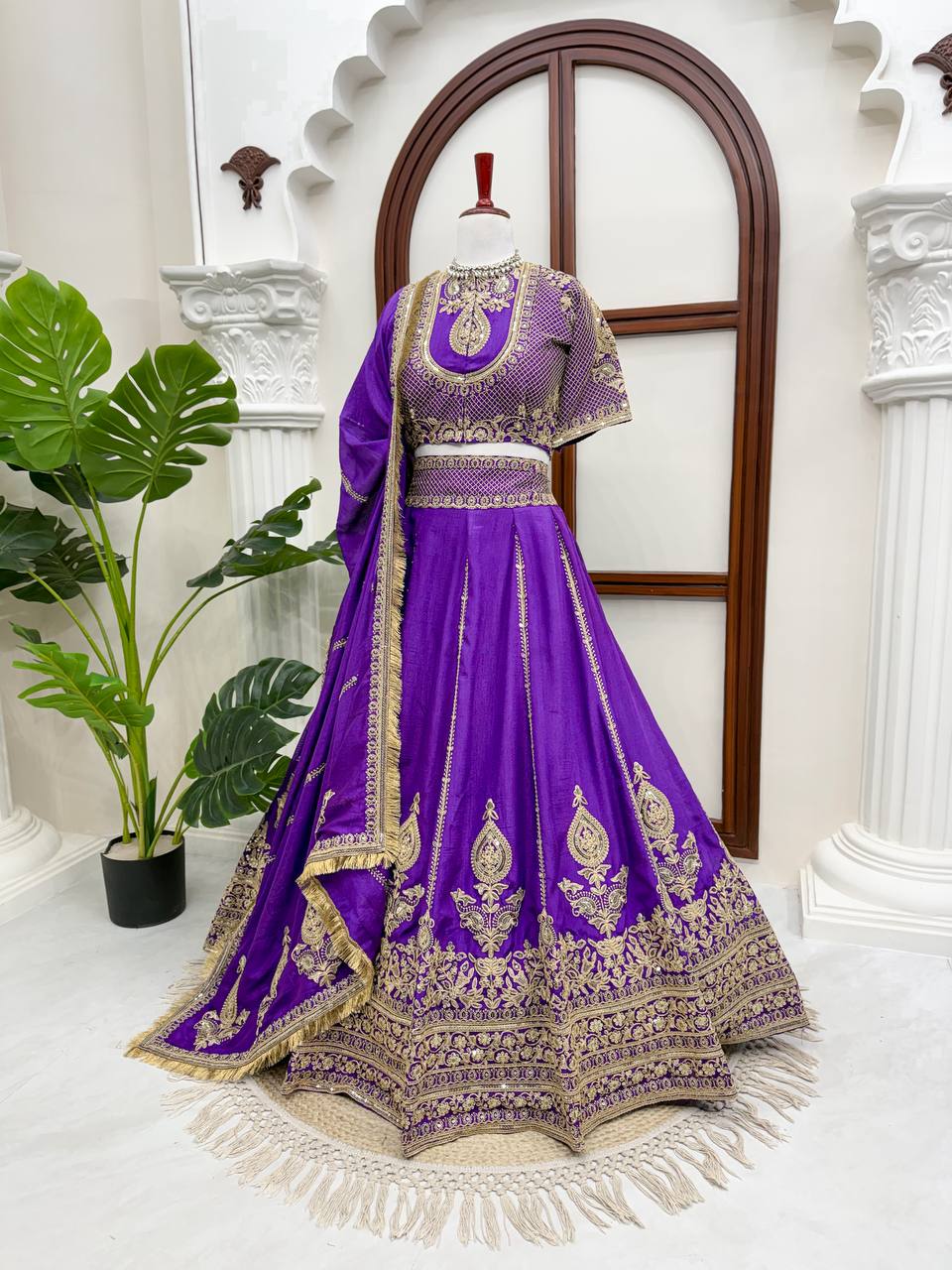 Royal Purple Embroidered Lehenga Choli with Dupatta