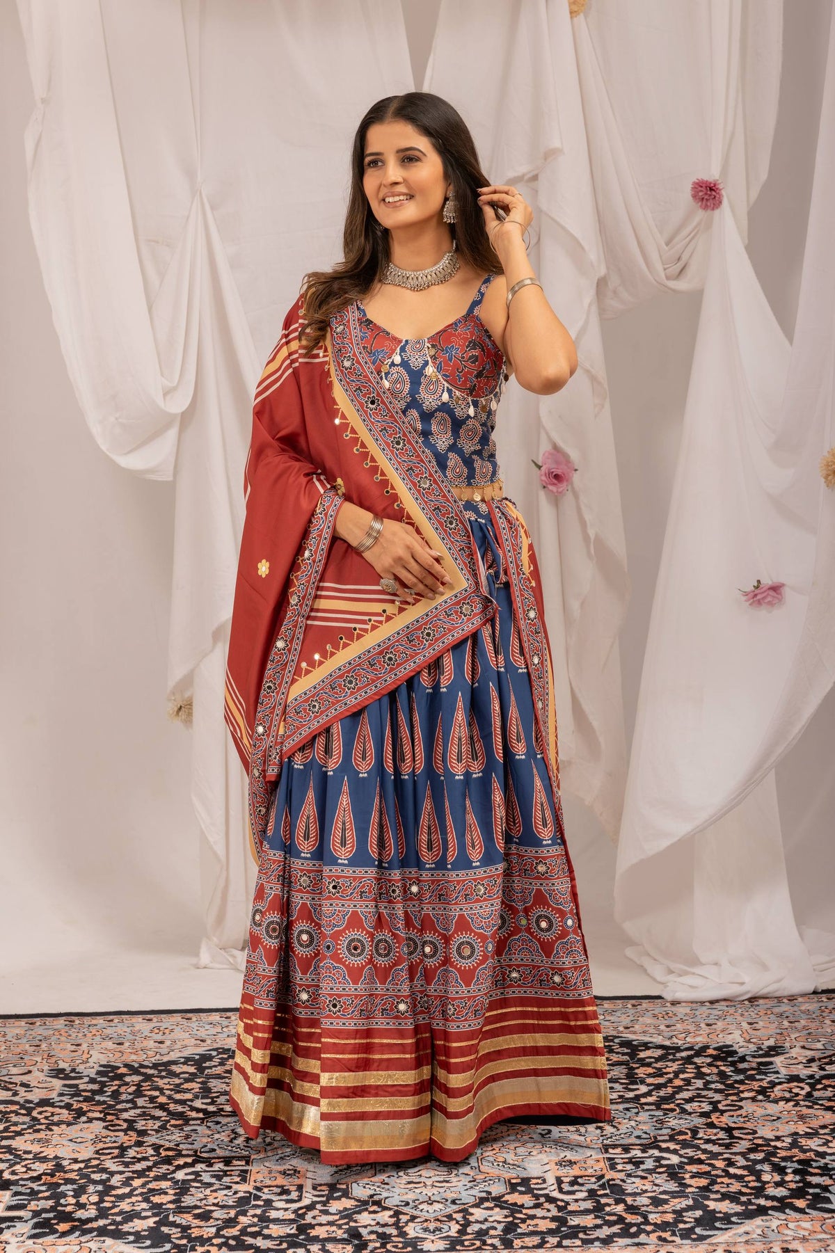 Women’s Printed Lehenga Choli Set with Designer Dupatta – Festive Ethnic Wear