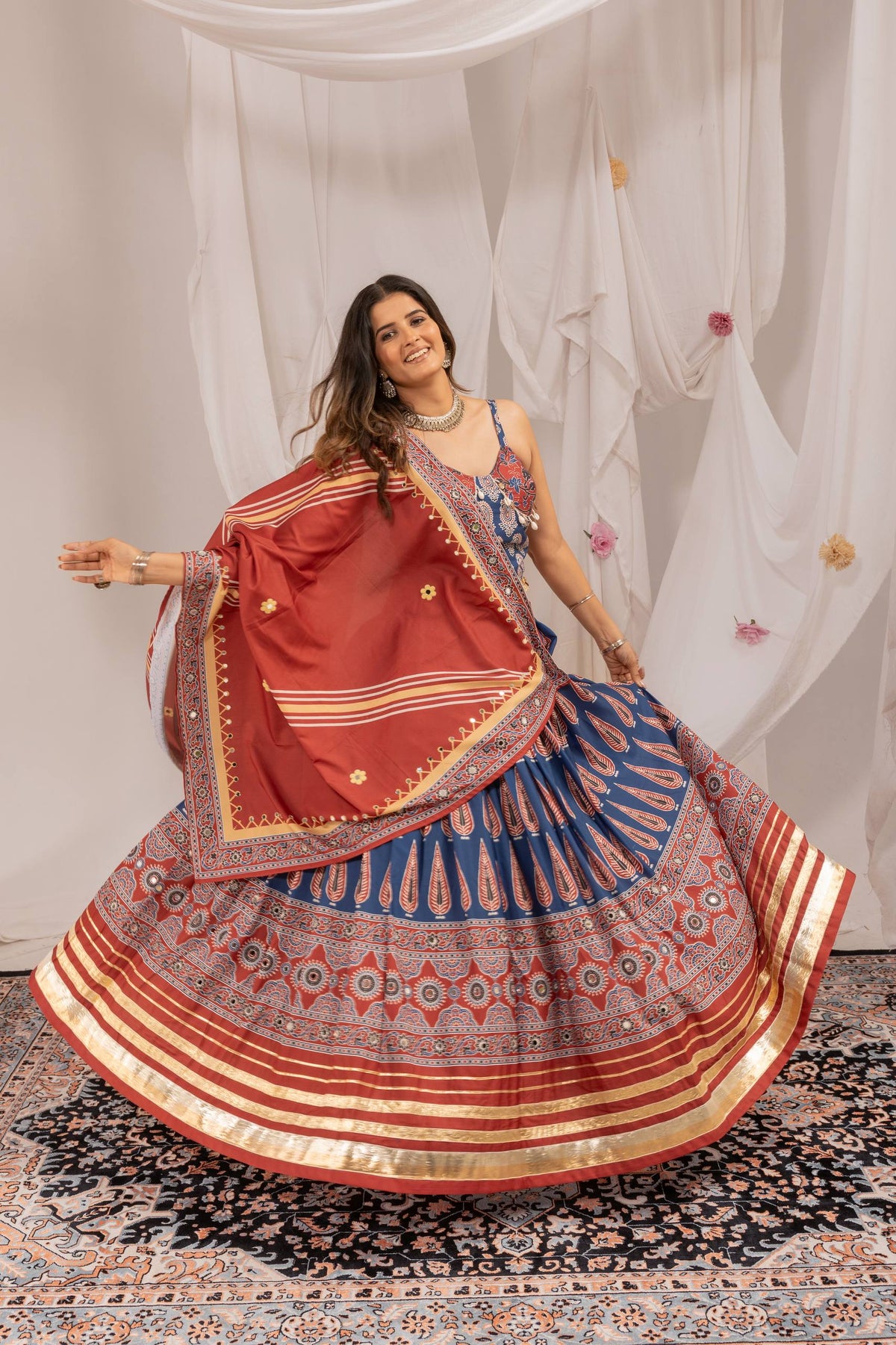 Women’s Printed Lehenga Choli Set with Designer Dupatta – Festive Ethnic Wear