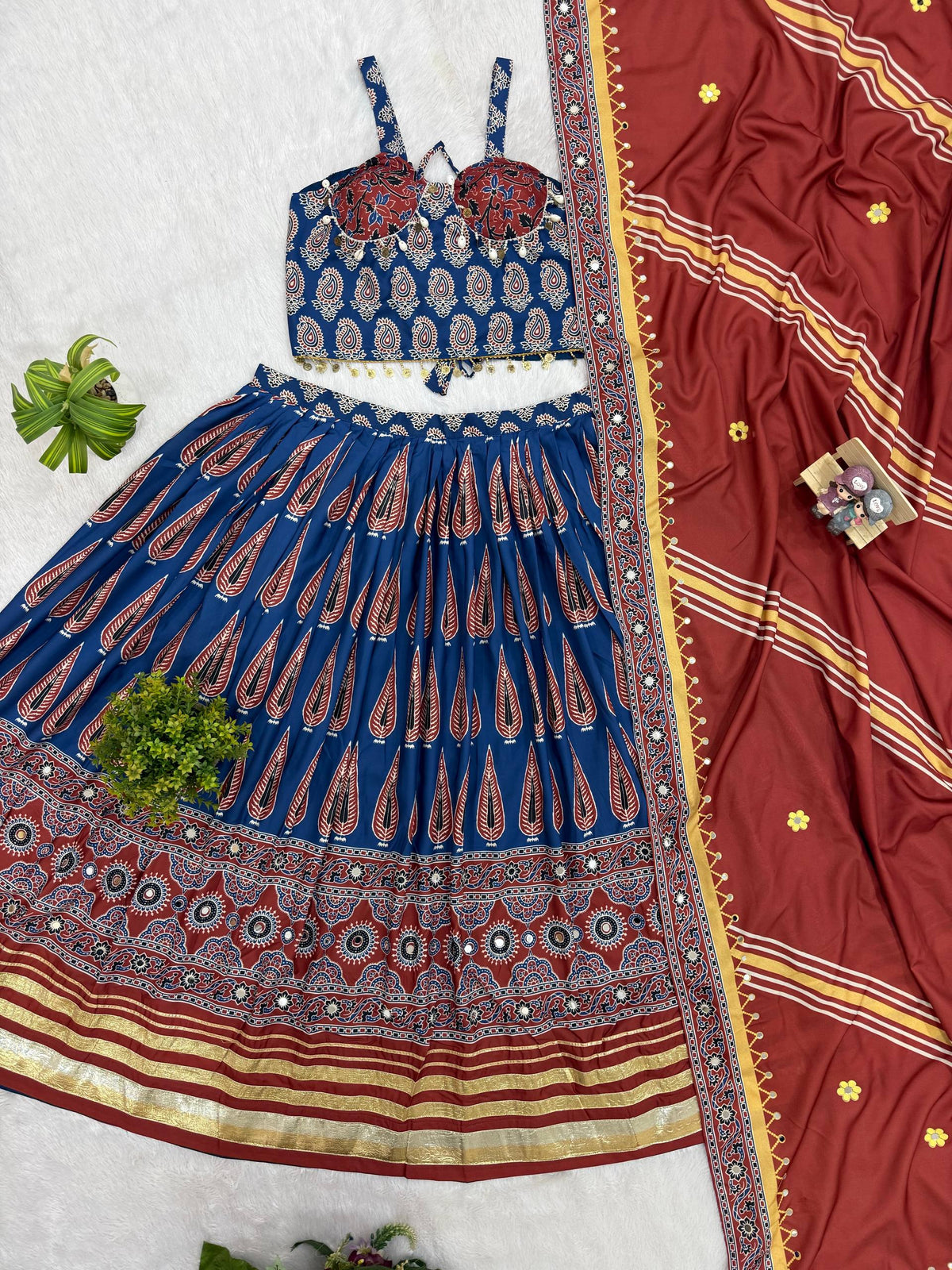 Women’s Printed Lehenga Choli Set with Designer Dupatta – Festive Ethnic Wear
